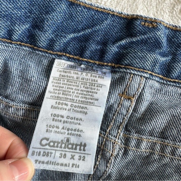Vintage Carhartt Jeans Mens 33x31 (Tag 36x32) Blue B18 Straight Leg Skater Vtg - Picture 10 of 11